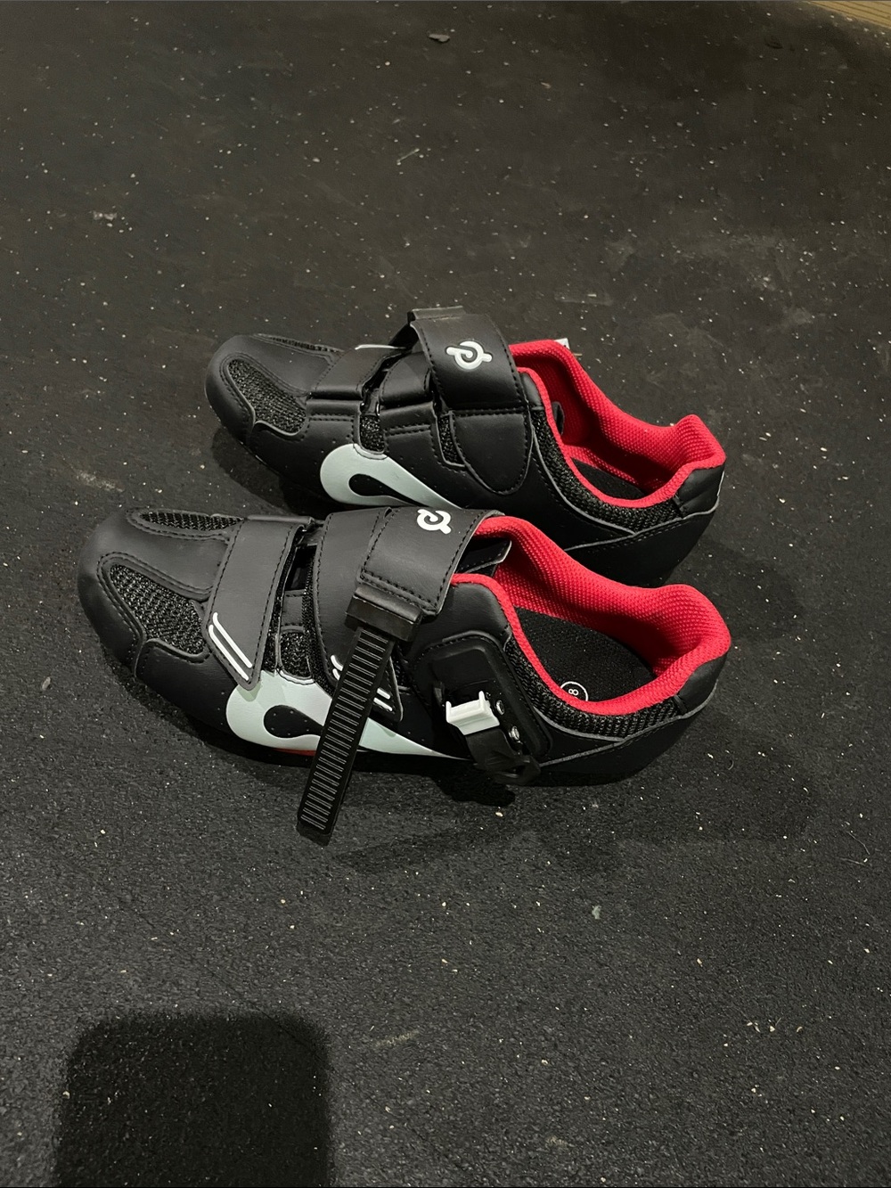 Peloton Black and Red Men's Cycling Shoes with White Accents
